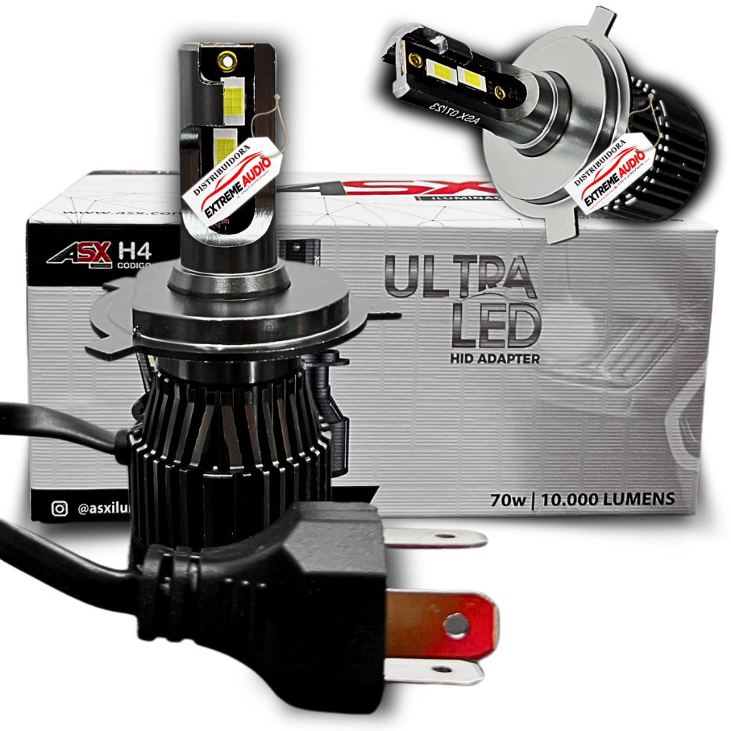 Ultra Led H4 Asx Csp 10000 Lumens 6000 Kelvin 70w 12-24 Asx Lâmpada de Led H4 Com coller - Spare Parts and Accessories for Vehicles