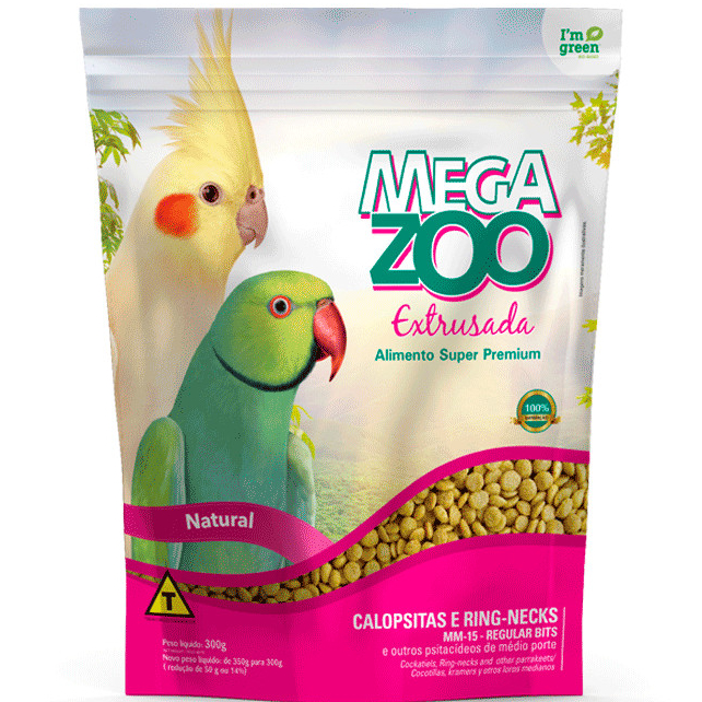 Ração Extrusada Megazoo para Calopsitas e Ring Necks c/ 300g
