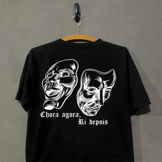 Camiseta Streetwear Chora Agora Ri Depois Oversized Algodão