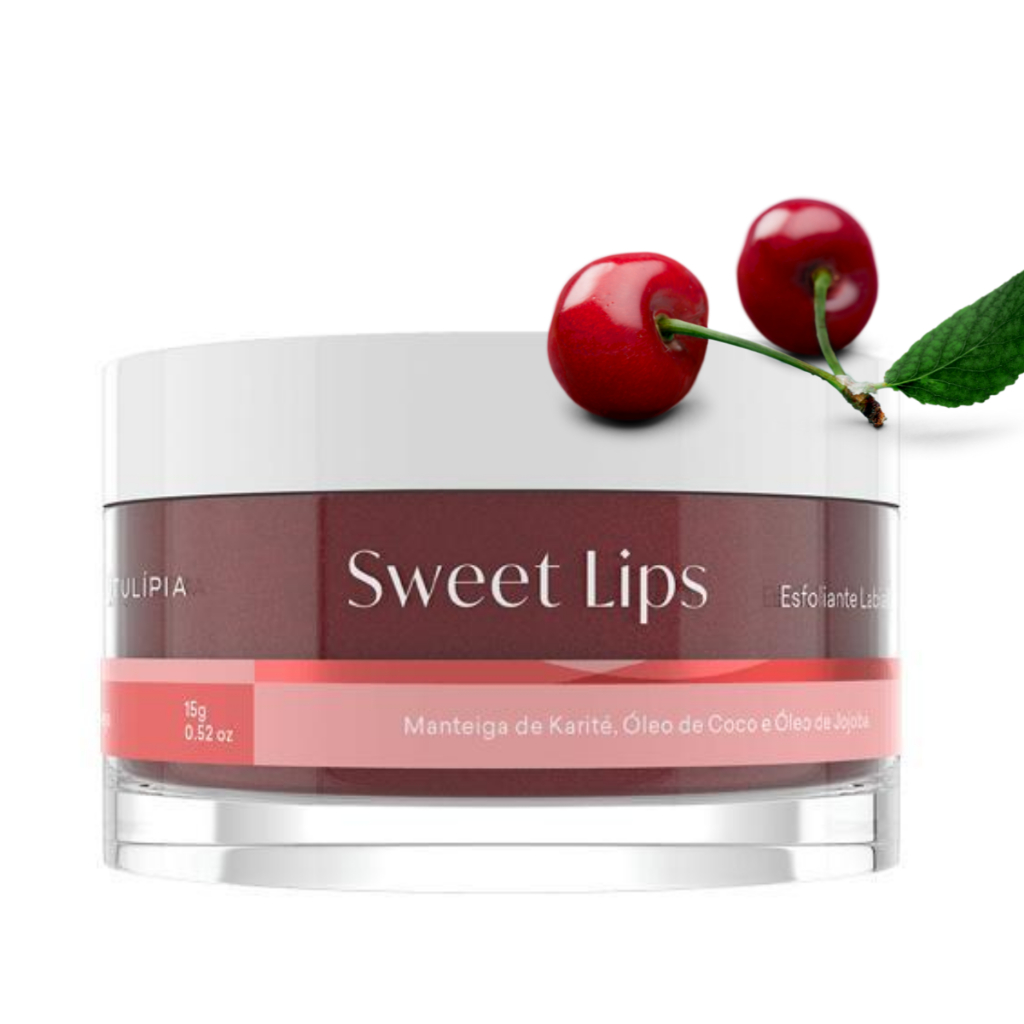 Sweet Lips Esfoliante Labial Sabor Cereja - Remove Células Mortas Tulipia 15g