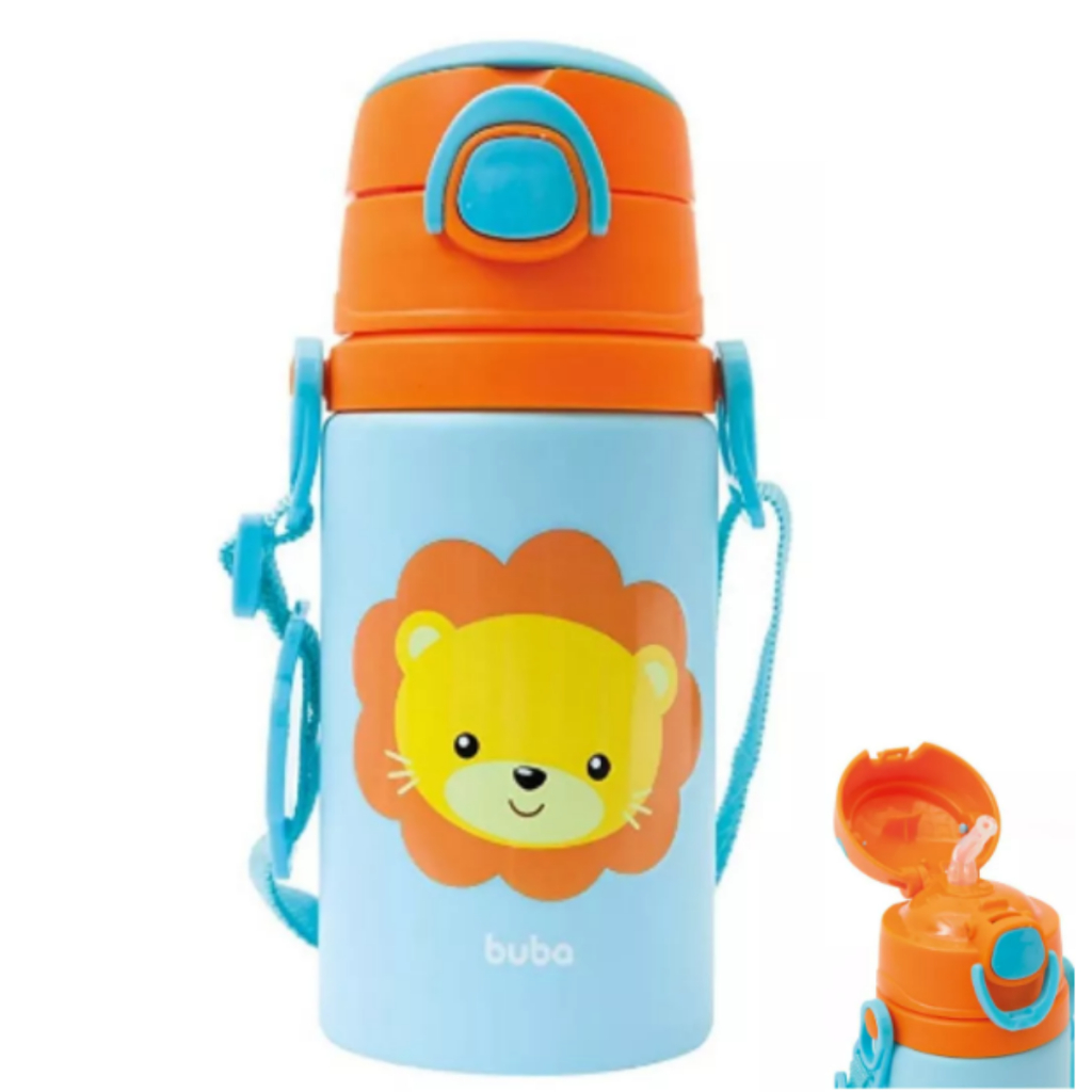 Garrafinha Aluminio Buba Com Canudo Antivazamento Infantil em Oferta na Shopee