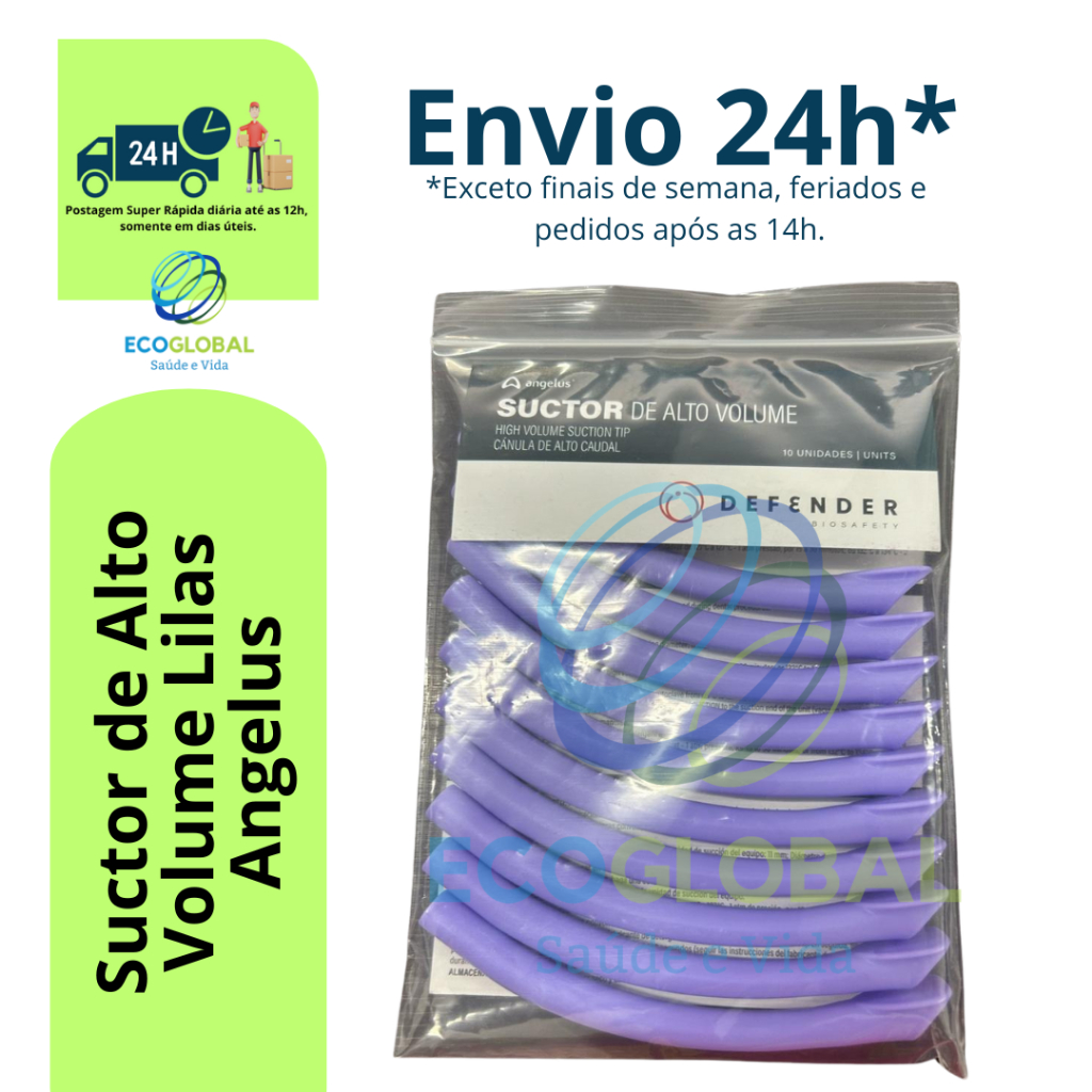 Sugador Suctor de Alto Volume Lilas com 10 unidades - Angelus