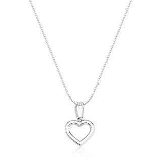 colar prata 925 coração vazado 10x10mm veneziana 45cm
