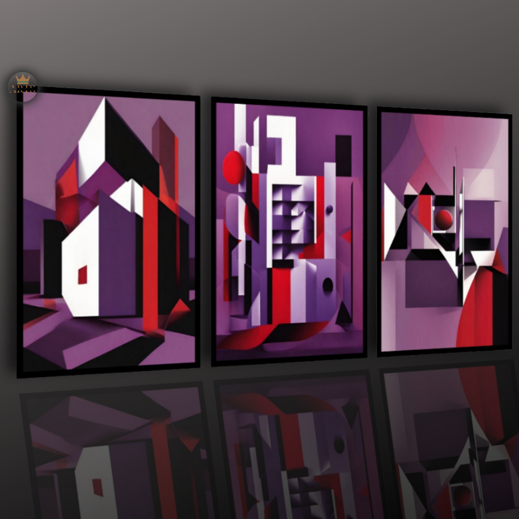 Quadro Decorativo Abstrato Figuras Geométricas Sala Quarto Escritório
