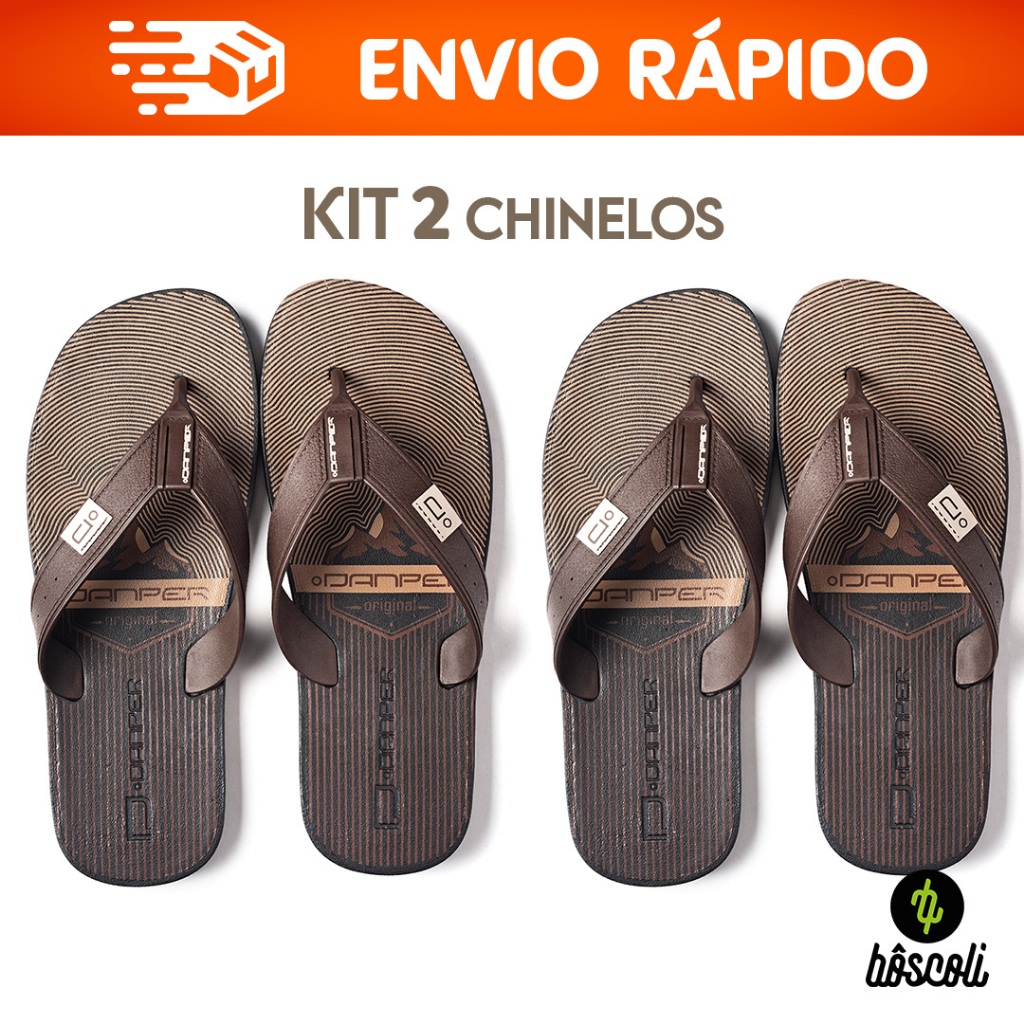 KIT 2 Chinelos Sandália de dedo Adulto Masculino Original Danper Café Barcelona
