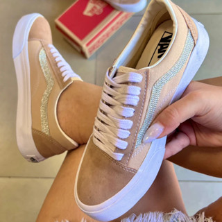 Tênis Vans Old School Nude Brilho Tradicional Leve Confortável Promoção Rose Glitter