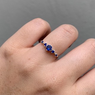 Anel Solitário Luísa (Inteiro Azul Safira) Prata 925 (Zirconia) Noivado, compromisso, formatura