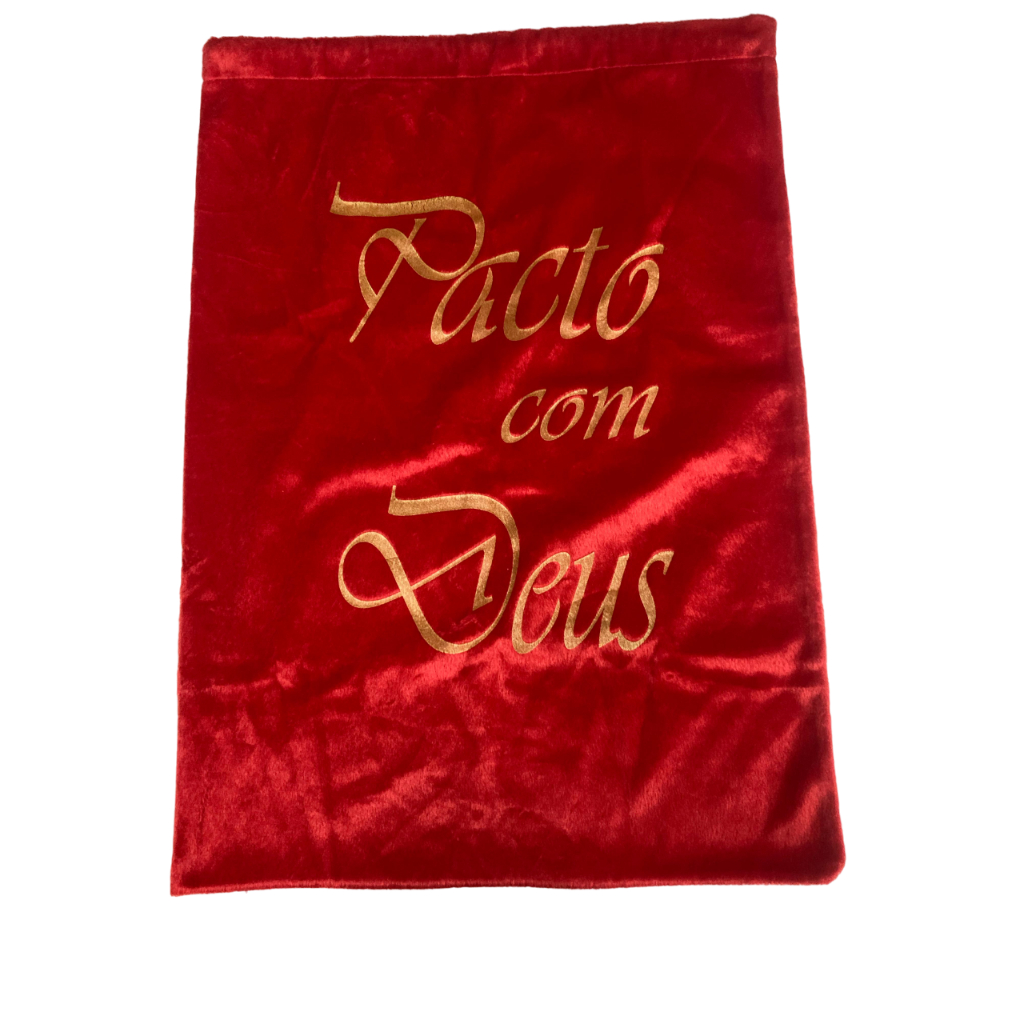 alforje Pacto com Deus Veludo Vermelho 55cm
