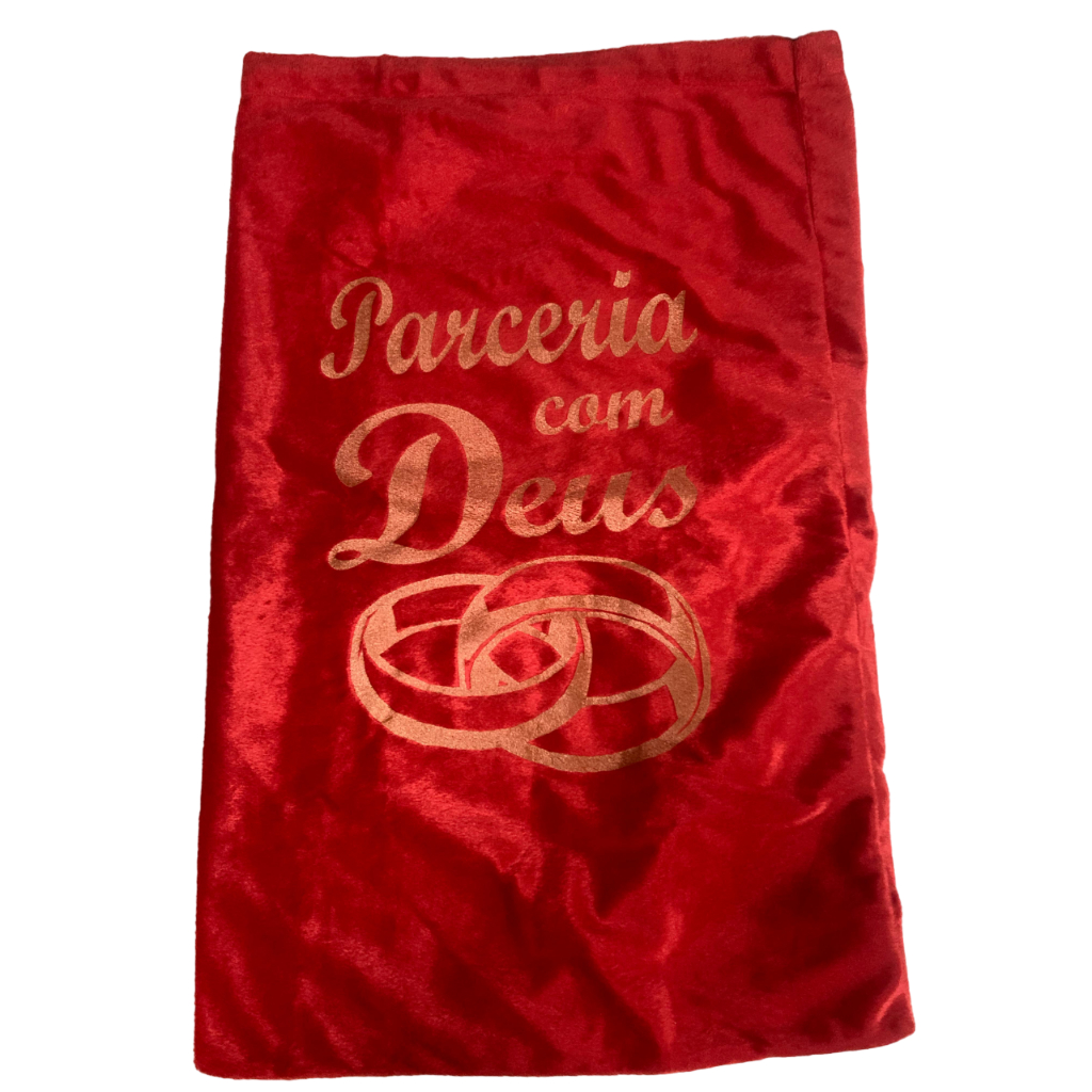 alforje Parceria com Deus Veludo Vermelho 55cm