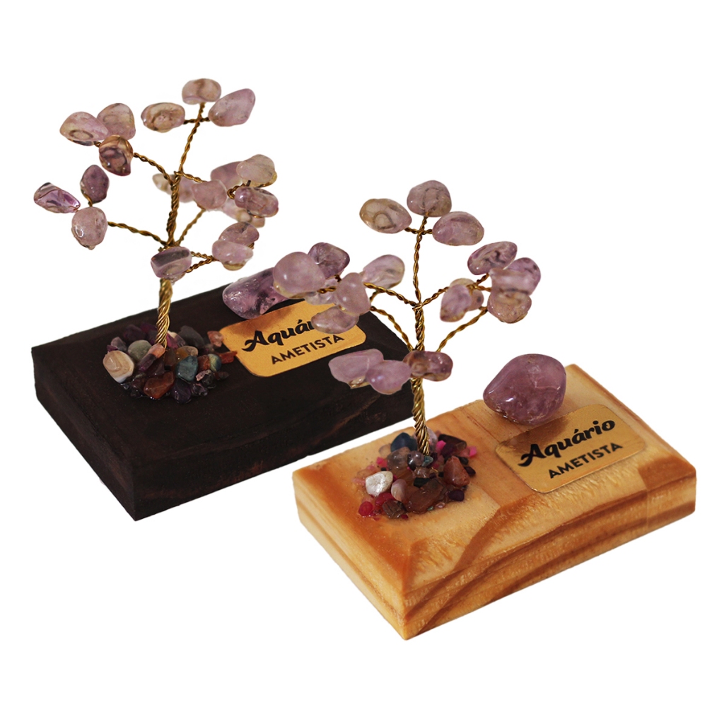 Imagem Árvore Do Signo Base Madeira - Pedras Semi Preciosas