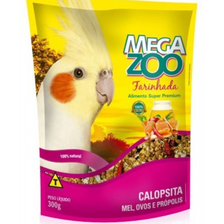 Ração Megazoo Farinhada Mel, Ovos e Própolis para Calopsita c/ 300g