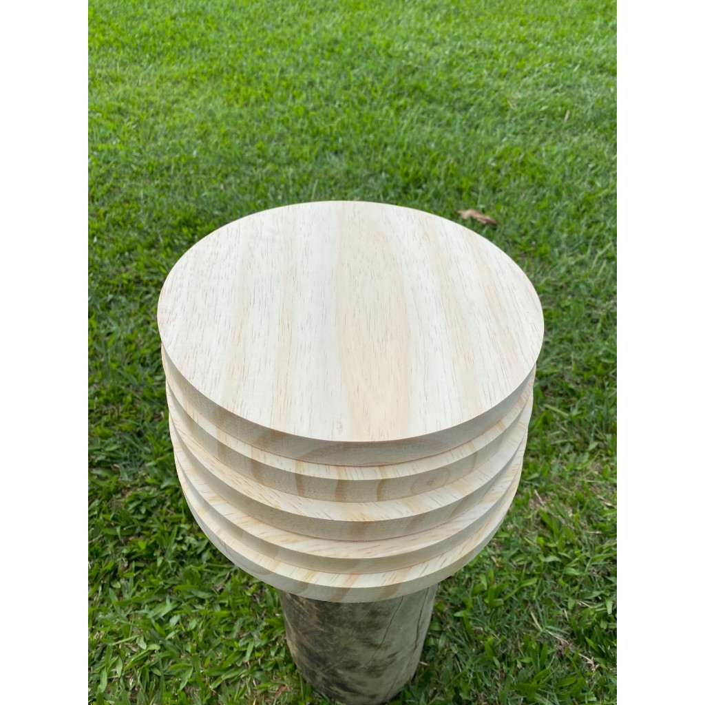 Tabua Redonda De Madeira Pinus 24cm - kit cm 5 peças