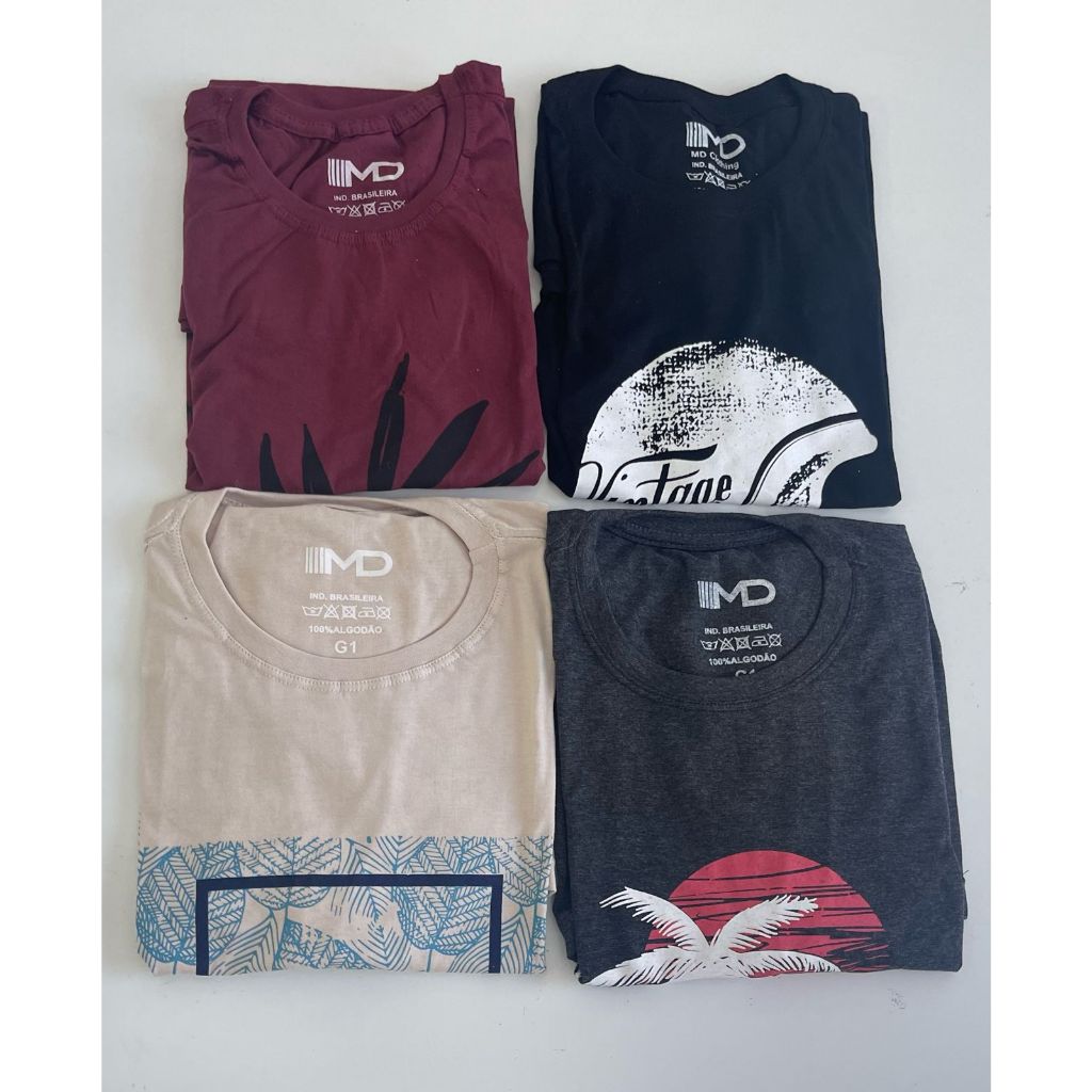 Pacote com 3 Camisas Plus Size G1 ao G6 100% algodão