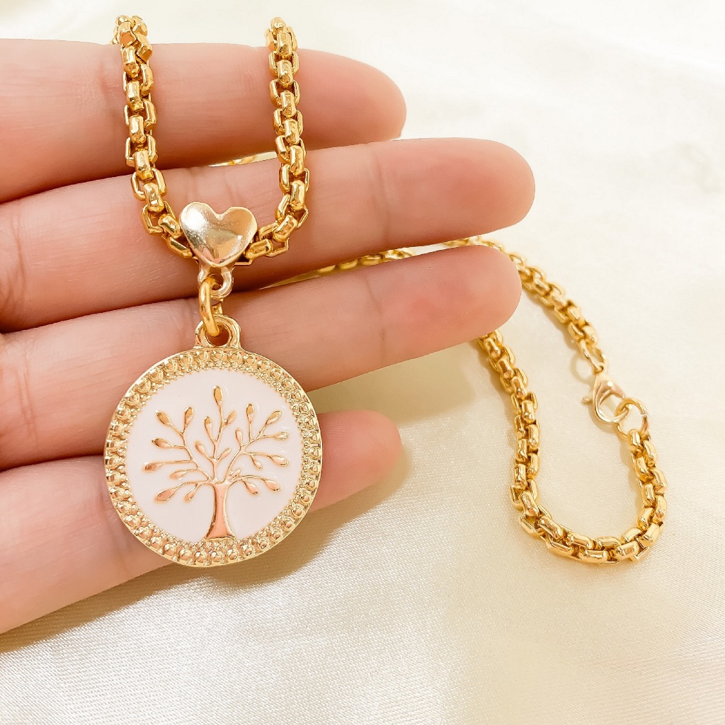 Colar dourado arvore da vida, semi joia a ouro em Oferta na Shopee