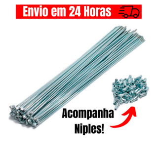 Raios de Bicicleta Fino Aro 16, 20, 24, 26, 26X1 1/2 , 27 (CROMADO) com Niples Bike em Oferta na Shopee