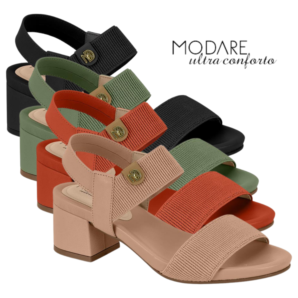 Sandalia De Salto Modare Original Feminina Ultraconforto Ortopedico Salto Bloco Calce Faci...