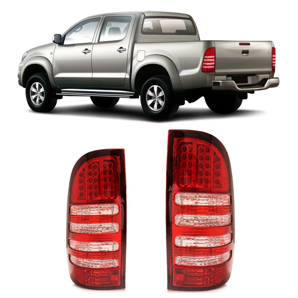 Lanterna Traseira Hilux Pick'Up 2005 2006 2007 2008 2009 Esportiva Bicolor Lente Acrilico