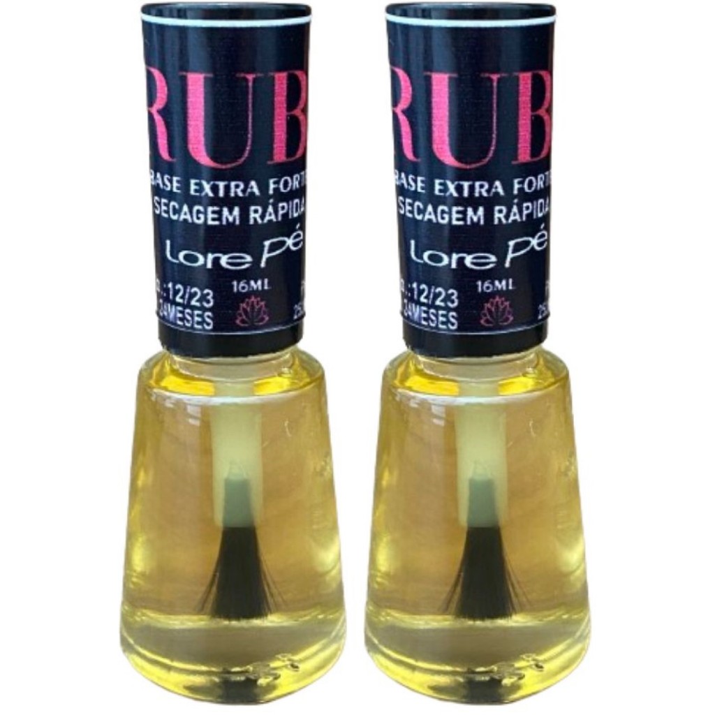 Base Rubi Extra Forte Para Tratamento De Unhas 16ml Lore Pé Spa Dos Pés Kit 2