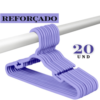 Kit 20 Cabides Infantis Reforçados Lilás/Violeta 8mm para Organização em Oferta na Shopee