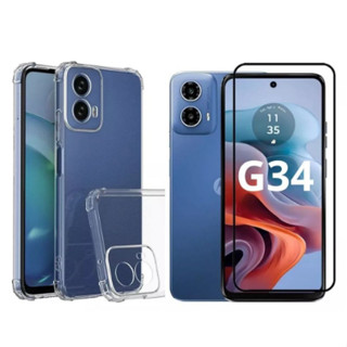 Kit Capa Anti Impacto Transparente + Película 3D P/ Moto G34