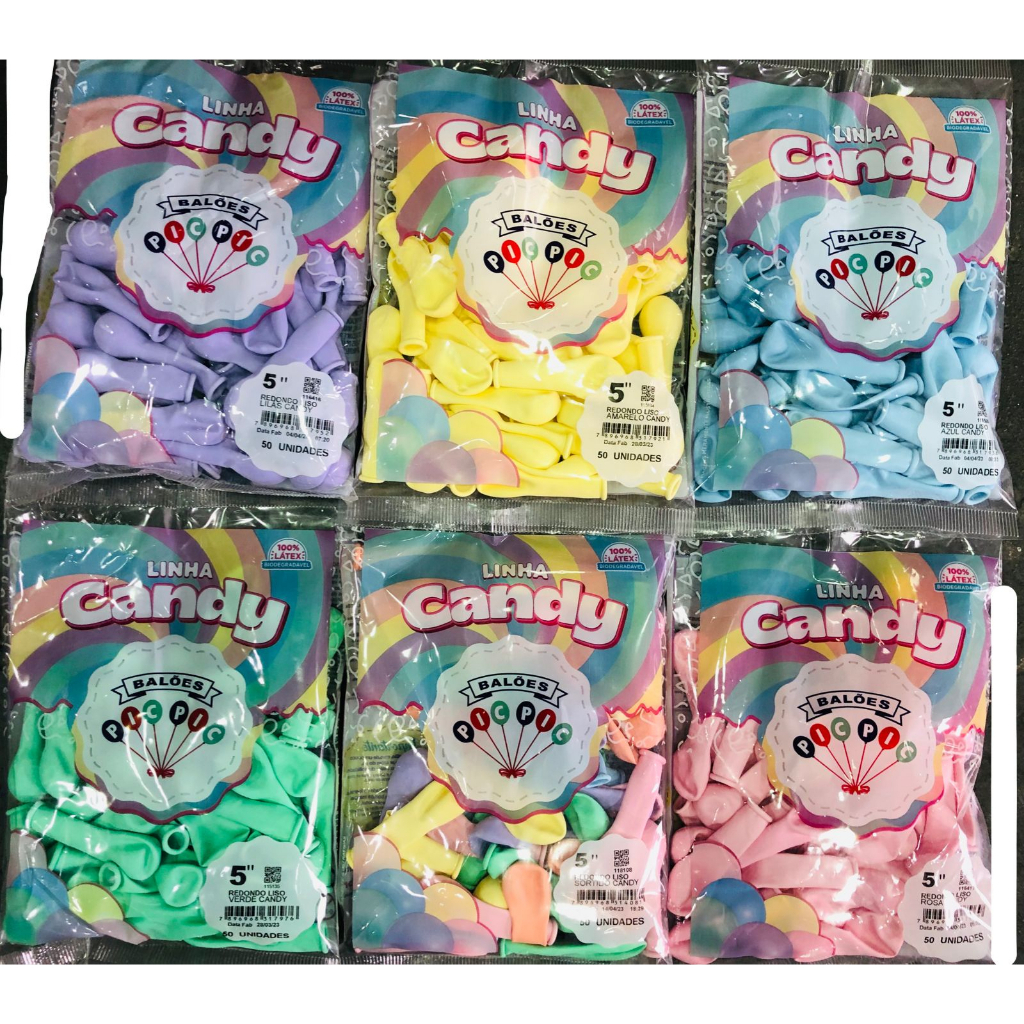 Balão Redondo Liso Linha Candy N°5 Pic Pic Bexiga Festas