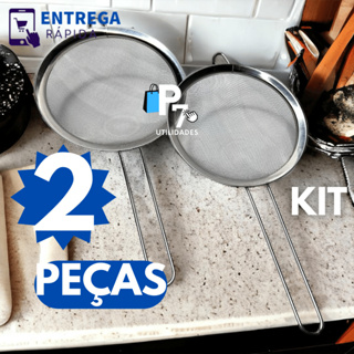 Kit 2 Peneira de 18cm e 20cm em Aço inox Peneira Coador Multiuso Kit Peneiras em Oferta na Shopee
