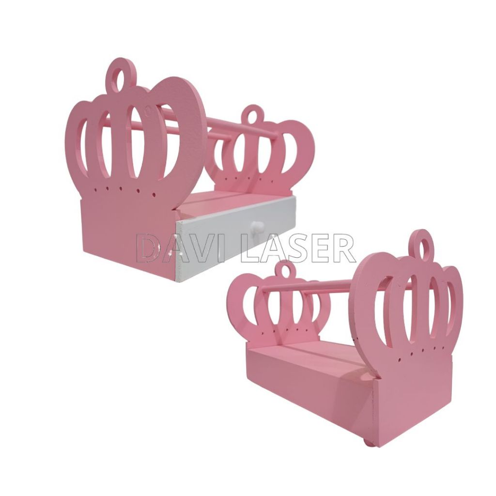 Porta tiara Coroa pintado em mdf de 6mm