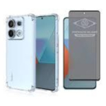 2X1 Xiaomi  Redmi Note 13 Pro 4G -Pelicula Privacidade Anti Spy Ceramica 9D + Capa Silicone TPU Top