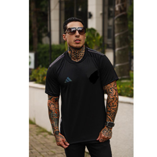 Camiseta ADS Preta Dri Fit Proteção UV Premium Logo refletivo ótima para eventos casuais/academia/corrida/esportes