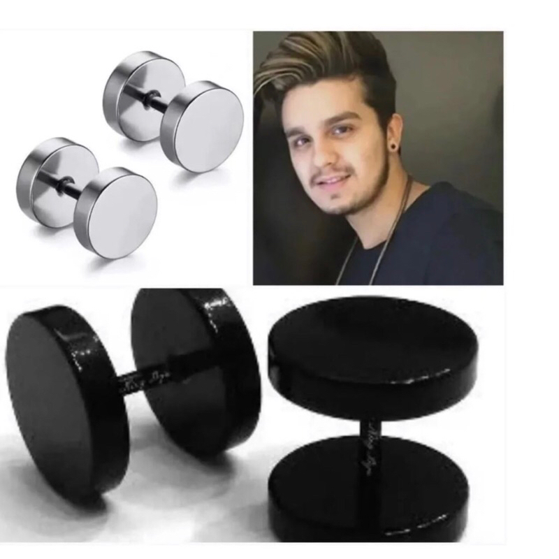 1 Brinco Preto Masculino Feminino Unissex Falso Alargador
