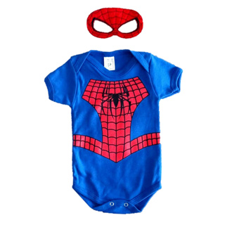 Body Bebe Kit Body + Mascara Homem Aranha Temático Mesversario Fantasia em Oferta na Shopee