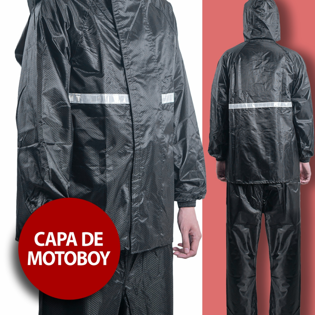 Capa de Chuva Conjunto Completo Para Motoqueiro Adulta Masculina Feminina Com Faixa De Sinalizao CM61