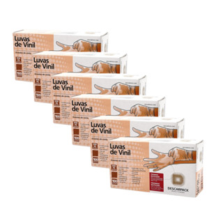 kit descarpack com 6 Luva vinil sem pó com 100 unidades cada caixa em Oferta na Shopee