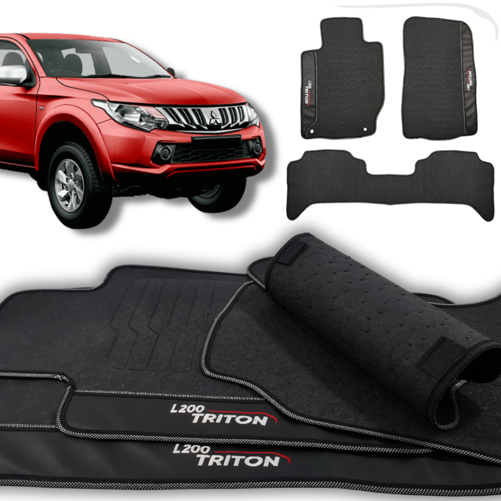 Tapete de Carro L200 Triton 2018 2019 2020 2021 Emborrachado - 3 Peças Linha Premium Antiderrapante