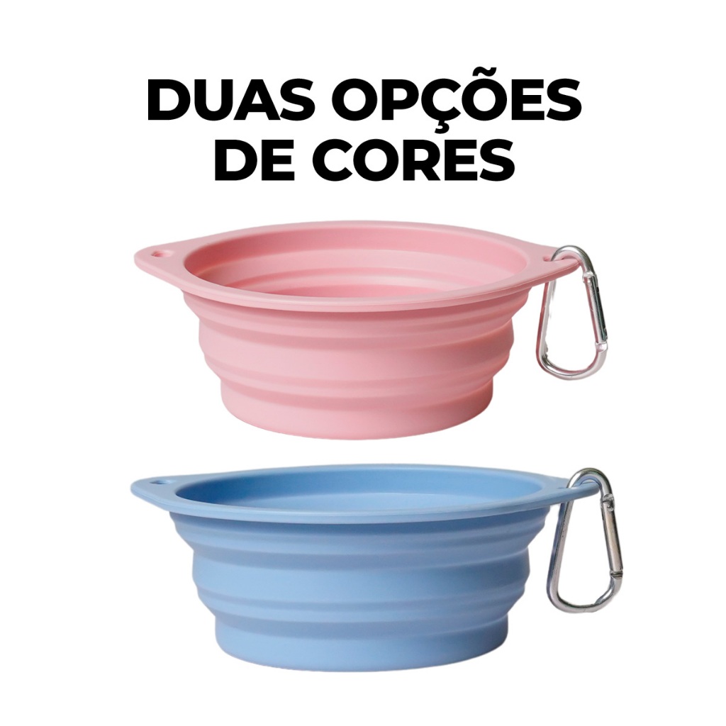 Tigela Comedouro Bebedouro Portátil Dobrável Silicone Para Pets Cães e Gatos em Oferta na Shopee