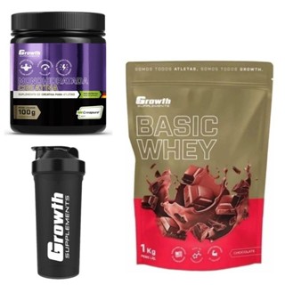 Kit 1 Creatina + 1 Whey + 1 Coqueteleira - Growth Supplements