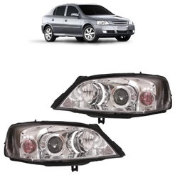 Farol Dianteiro Astra Hatch 2003 2004 2005 A 2012 Máscara Cromada Foco Duplo Lente Lisa Acrílico