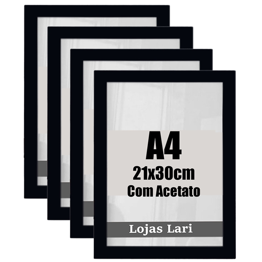 Kit 4 Molduras Quadros A4 Certificados C/ Acetato 21x30 Cm em Oferta na Shopee