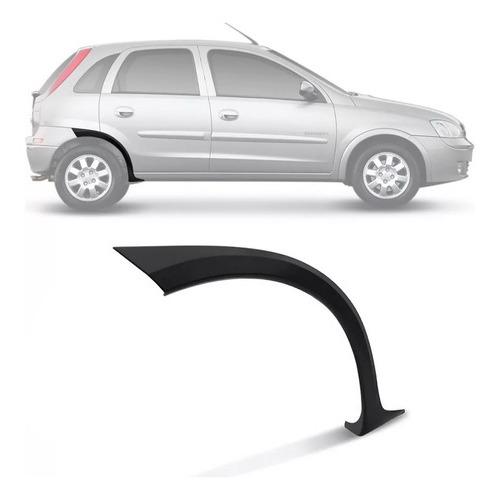 MOLDURA PARALAMA CORSA HATCH 2003 2004 2005 2006 2007 2008 2009 2010 2011 2012 TRASEIRO PRETO LISO