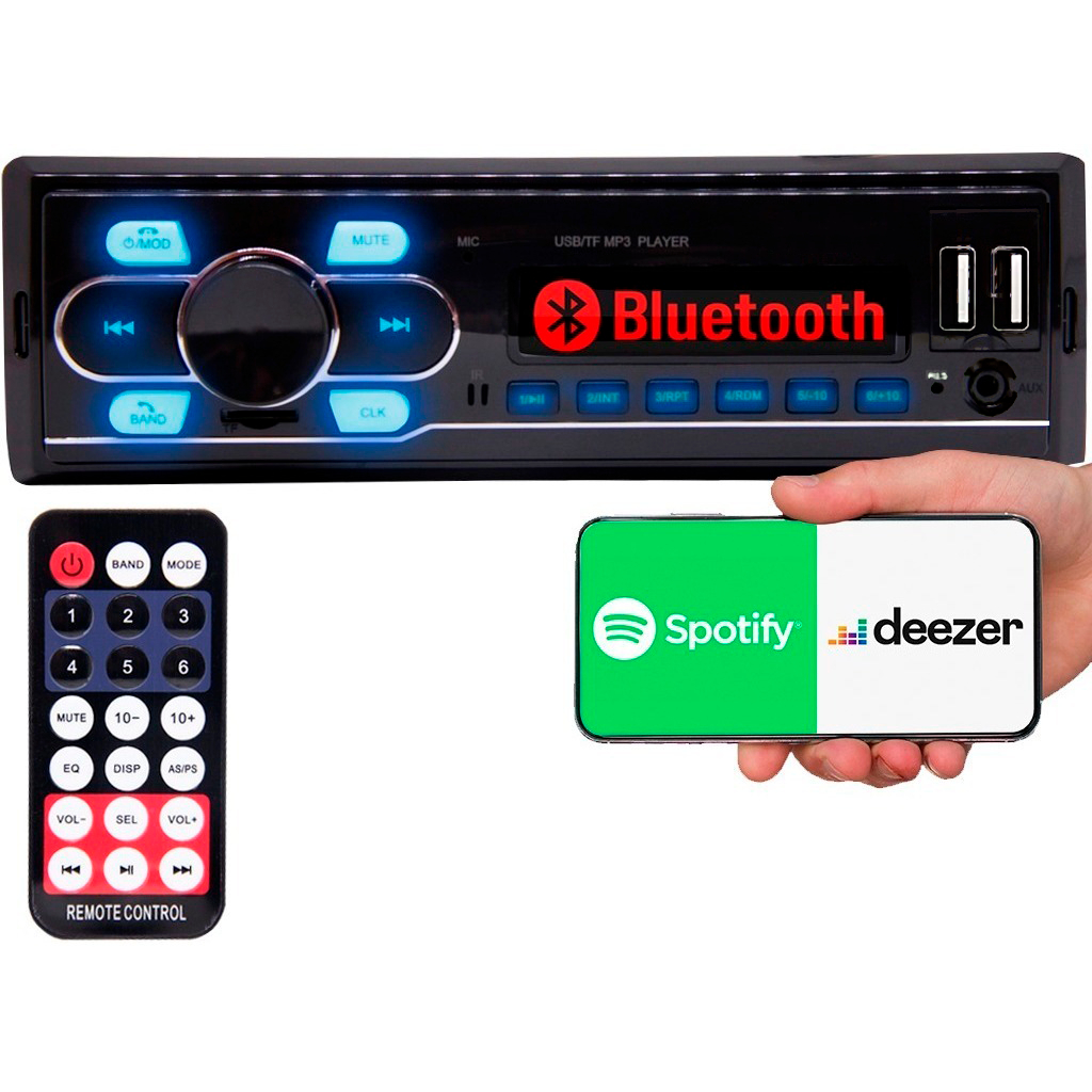 Aparelho de Som Automotivo Rádio MP3 Player Bluetooth USB SD Aux - Spare Parts and Accessories for Vehicles