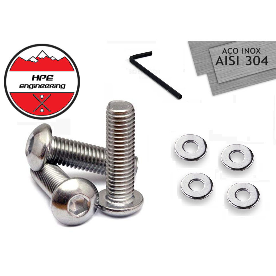 Kit Parafusos Inox + Chave Allen Para Lataria Do Motor VW Fusca, Variant, Brasilia, Kombi, Gol a AR, Gurgel, etc. 1200 1300 1500 1600