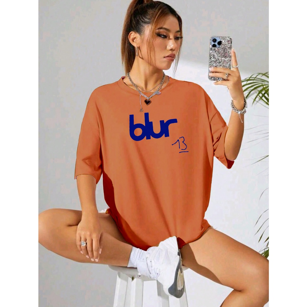 Blusa Plus Size Fitness Larga Oversized Cor Coral Estampa Blur Número Treze Confortável Academia Tr