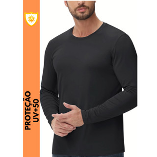 Camiseta Térmica Segunda Pele Masculina Manga Longa Com Proteção Solar +50