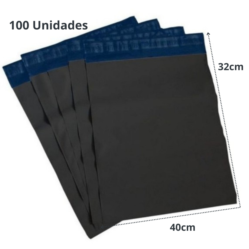 100 Envelopes Cinza 32x40 cm plástico inviolável correio sedex e-commerce