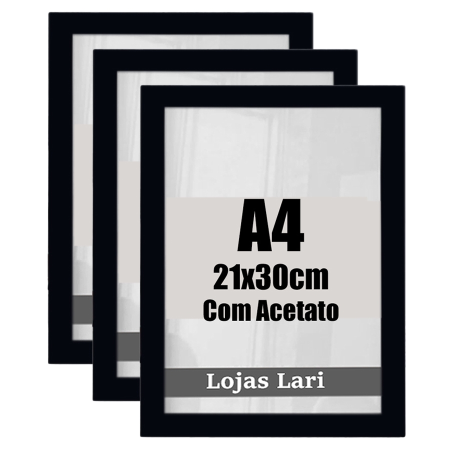 Kit 3 Molduras A4 Para Quadro Foto Poster Acetato 30x21 Cm em Oferta na Shopee