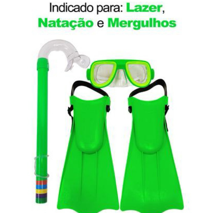 Kit Mergulho Infantil Snorkel Completo Óculos Piscina Banho Praia Natação Com Pé de Pato