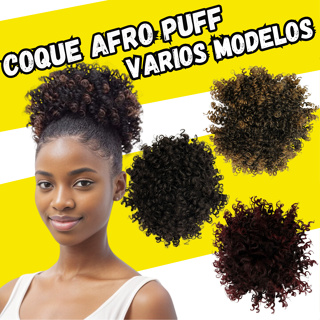 APLIQUE DE CABELO COQUE CURTO  AFRO CACHEADO VARIOS MODELOS em Oferta na Shopee