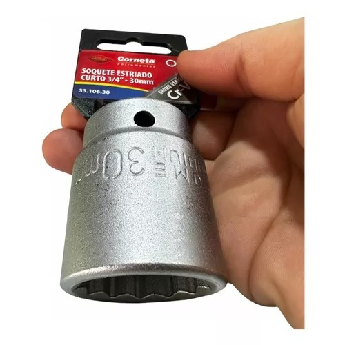 Soquete Estriado 30mm X 3/4 Corneta Em Aço Cromo Vanadium