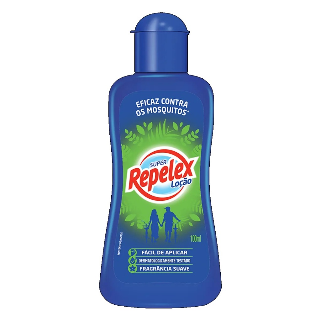 Repelente Super Repelex Loção 100ml Fácil de Aplicar Dermatologicamente Testado Fragrância Suave Eficaz Contra Mosquitos