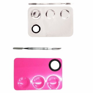 Kit Com 2- 1 Placa Pequena E 1 Espátula em Aço Inox para Maquiagem Proficional Com Compartimento LUX222-157-3-3 em Oferta na Shopee